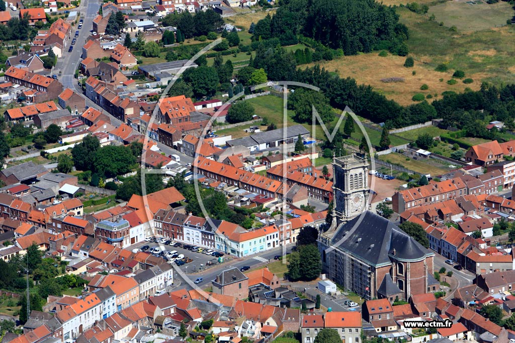 Photo arienne de Carvin (Quartier de l'Eglise)