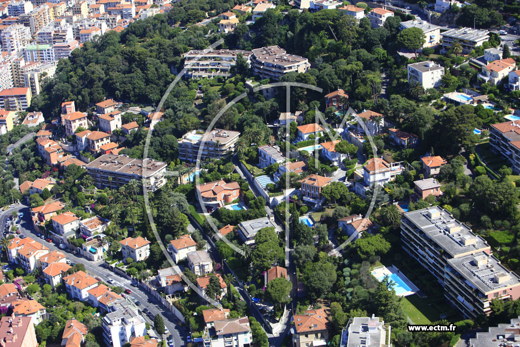 Photo arienne de Nice (boulevard des deux Corniches)