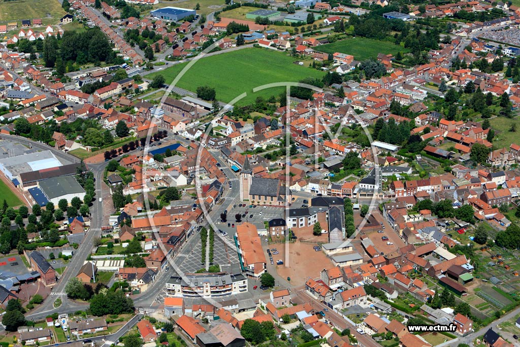 Photo arienne de Leforest (Quartier de l'Eglise)