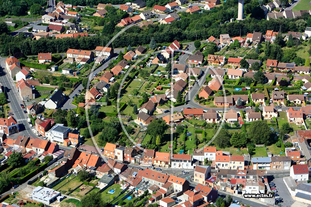 Photo arienne de Mricourt (Quartier des Rues Ferrer et 1er Mai)