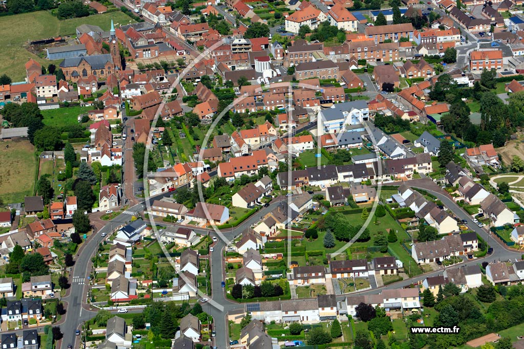 Photo arienne de Noyelles-Godault (Quartier du Centre et de l'Eglise)