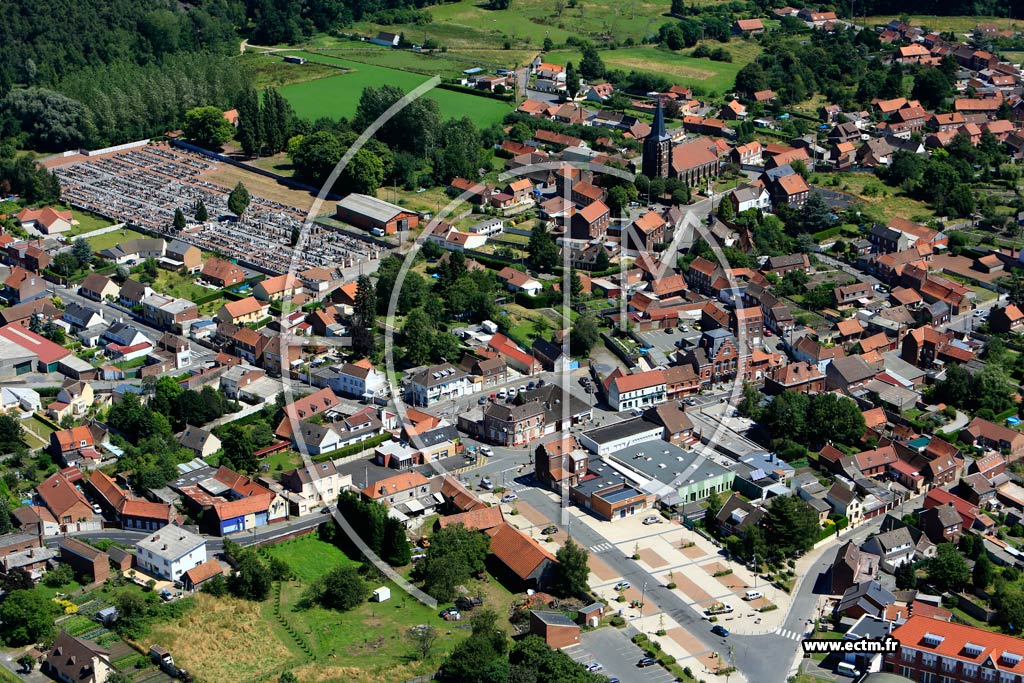 Photo arienne de Ostricourt (Quartier de l'Eglise)