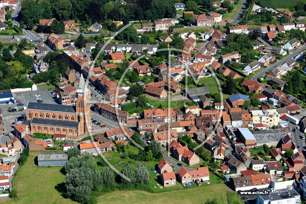 Photo arienne de Wavrin (Quartier de l'Eglise)