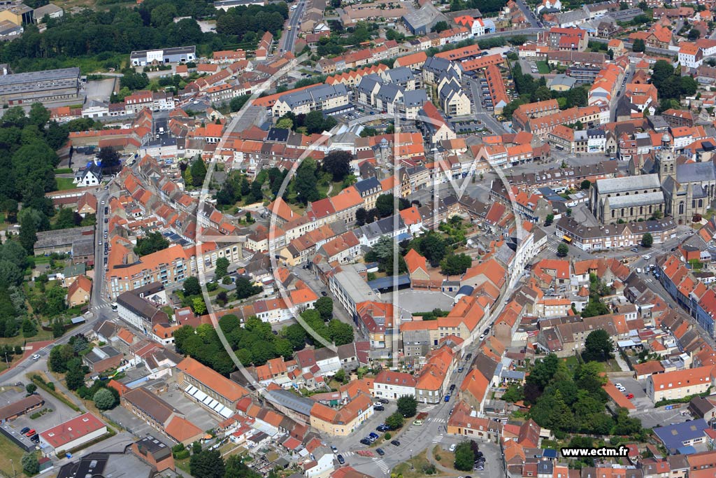 Photo arienne de Bourbourg (Centre-ville)