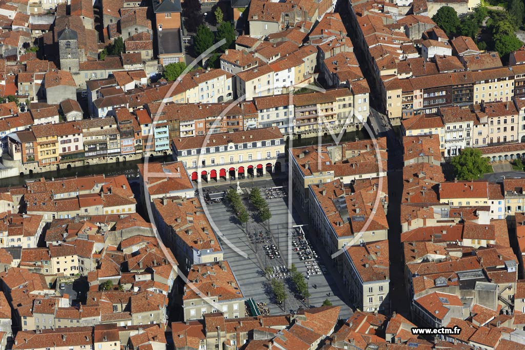 Photo arienne de Castres (Place Jean Jaurs)