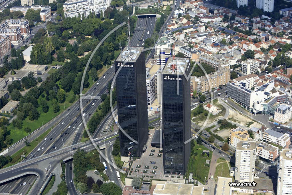 Photo arienne de Bagnolet (Quartier du Centre-ville - Les Tours Mercuriales)